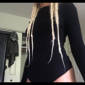 Black backless body suit